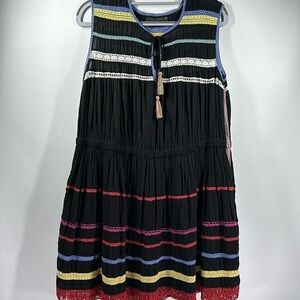 Anthropologie Carolina K Esmeralda Crochet Black Mini Dress, XSP